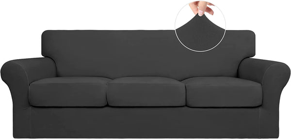 4 Pieces Stretch Soft Washable Couch Covers, 3 Separate Cushion Couch