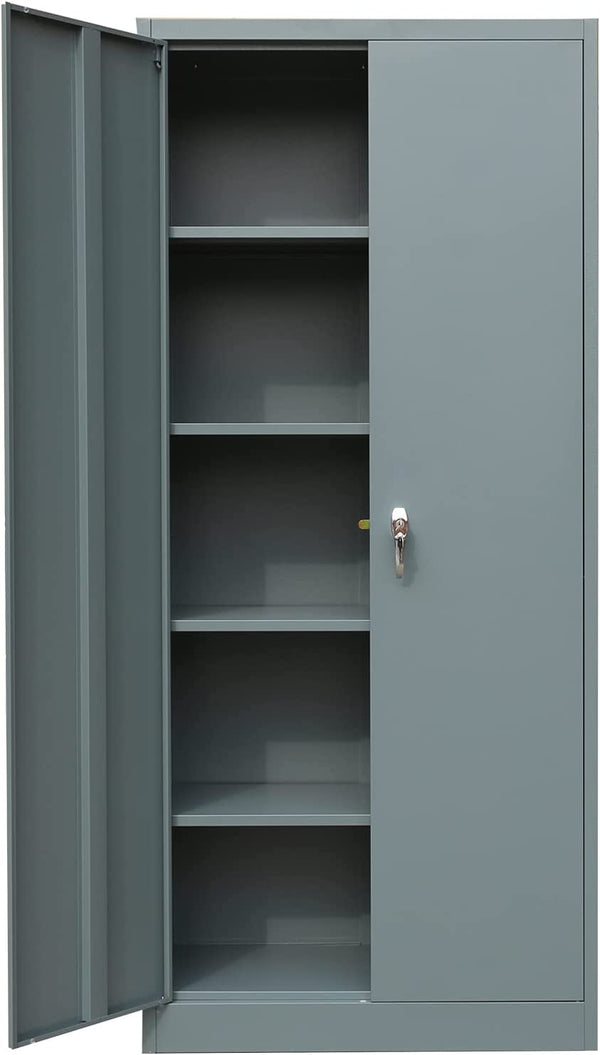 Metal Storage Cabinet with 2 Doors and 4 Shelves,  Steel Storage Cabinet for Office