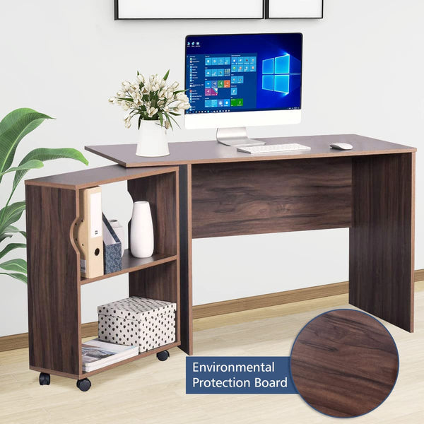 Computer Desk with Removable Movable 2-Tier Bookcase Office Work Station