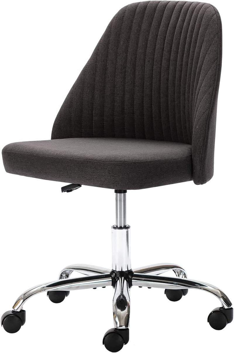 Modern Adjustable Low Back Rolling Chair Twill Fabric Upholstered Chair Armless Modern Chair with Wheels for Office Meeting Room