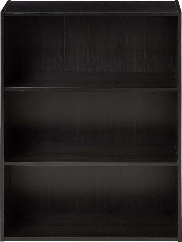 3-Tier Open Shelf Bookcase, Dark Brown Color