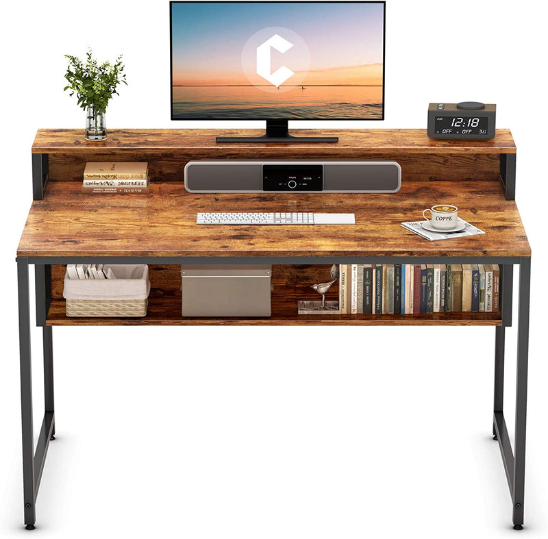 Modern Simple Style Space Saving Design Computer Home Office Desk with 47"Desk Table with Storage Shelf and Bookshelf