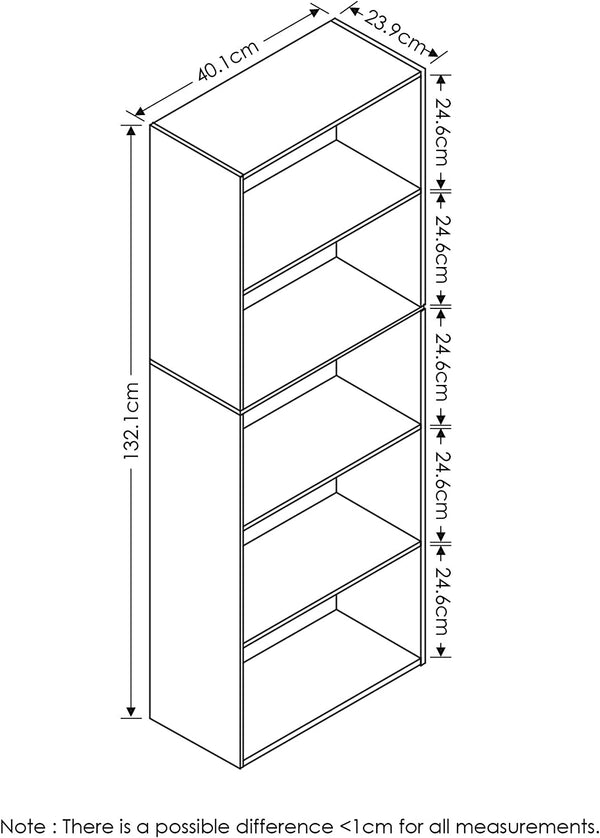 Vintage Home and Office Bookcase / Book Storage , 5-Tier, White