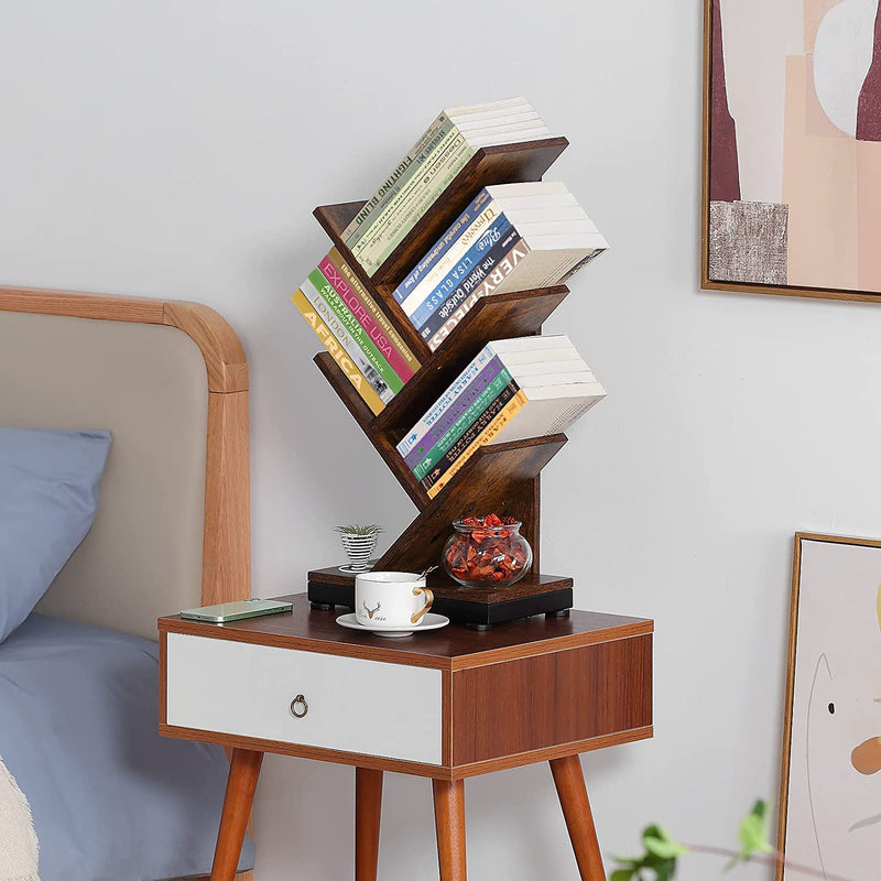 24-Inch Retro Floor Standing Bookcase Display for Magazine/Books, Small Bookshelf for Bedroom, Living Room & office