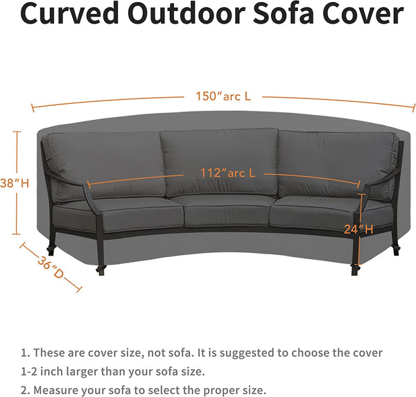 Oxford Curved Patio Furniture Cover Water Proof Outdoor Sectional Sofa Cover with Seam Taped,
