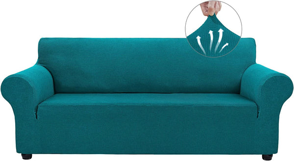 Peacock Blue Couch Covers for 3 Cushion Couch Stretch Sofa Covers Slipcovers