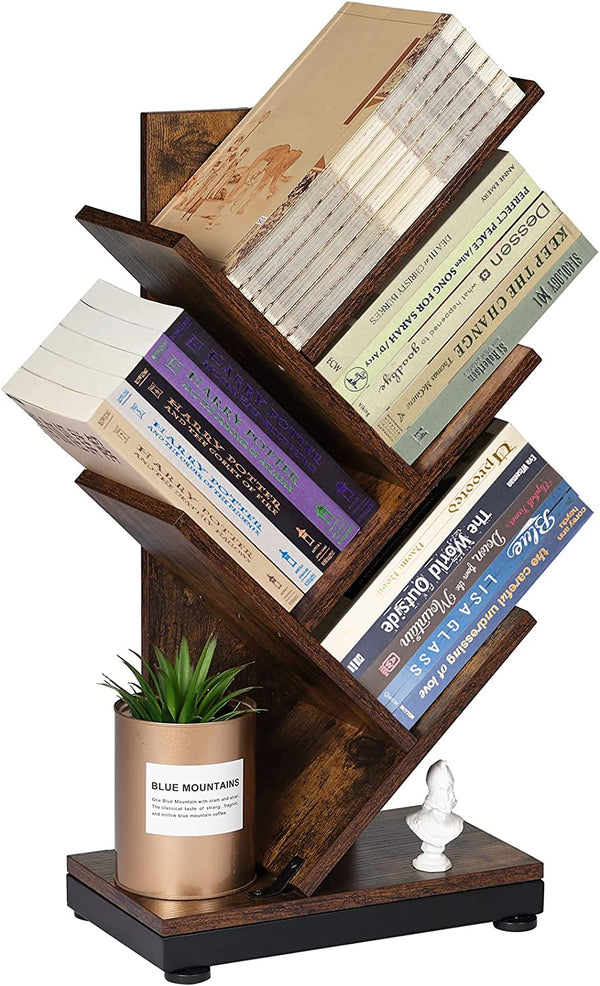 24-Inch Retro Floor Standing Bookcase Display for Magazine/Books, Small Bookshelf for Bedroom, Living Room & office