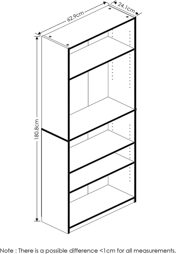 Elegant and Simply Home 5-Shelf Bookcase, 5-Tier, Espresso