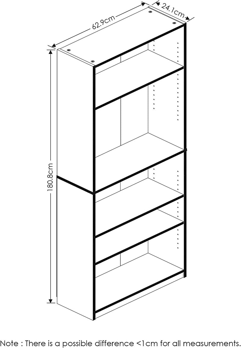 Elegant and Simply Home 5-Shelf Bookcase, 5-Tier, Espresso