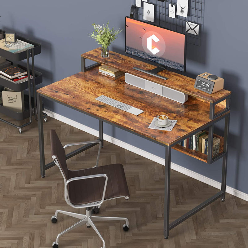 Modern Simple Style Space Saving Design Computer Home Office Desk with 47"Desk Table with Storage Shelf and Bookshelf
