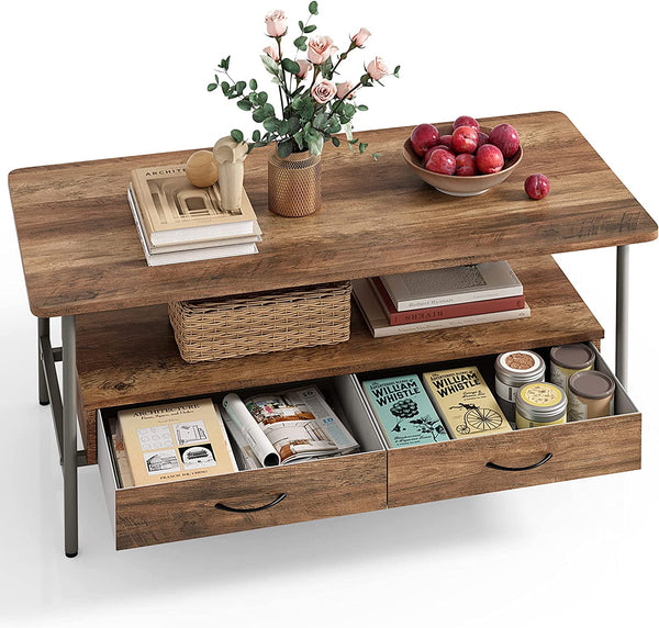 Modern Rectangular Wooden Coffee Table for Living Room & Office