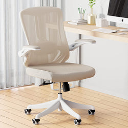 Breathable Mid-Back Comfortable Mesh Computer Chair with PU Silent Wheels, Flip-up Armrests, Tilt Function, Lumbar Support
