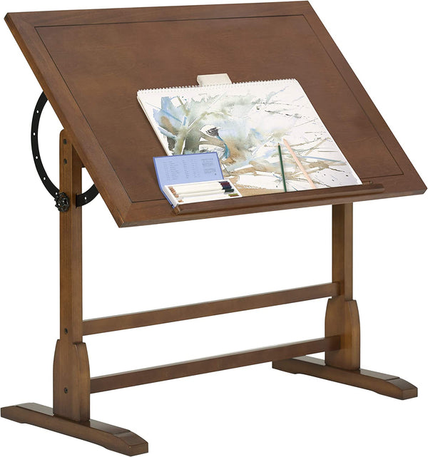 Vintage Rustic Oak Drafting Table, Top Adjustable Drafting Table Craft Table Drawing Desk Hobby Table Writing Desk